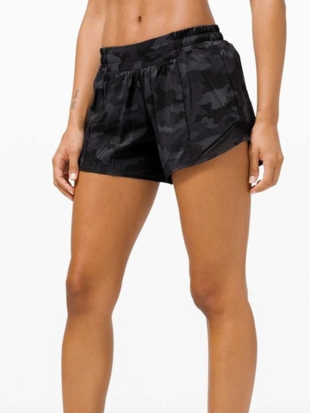 Lululemon Hotty Hot High Rise 4” Camo Multi Gray Black Athletic Shorts Sz 4